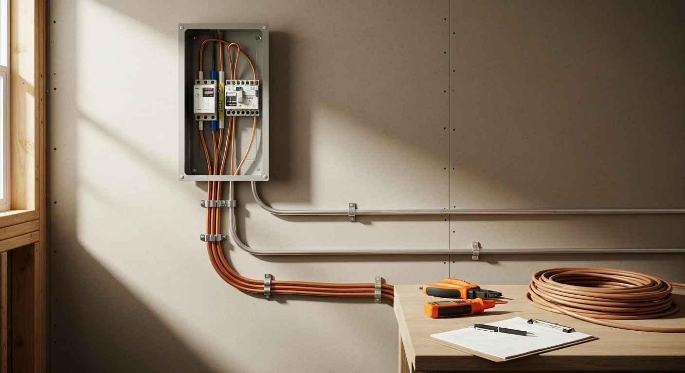 Licensed electrician working on residential panel installation in Tacoma