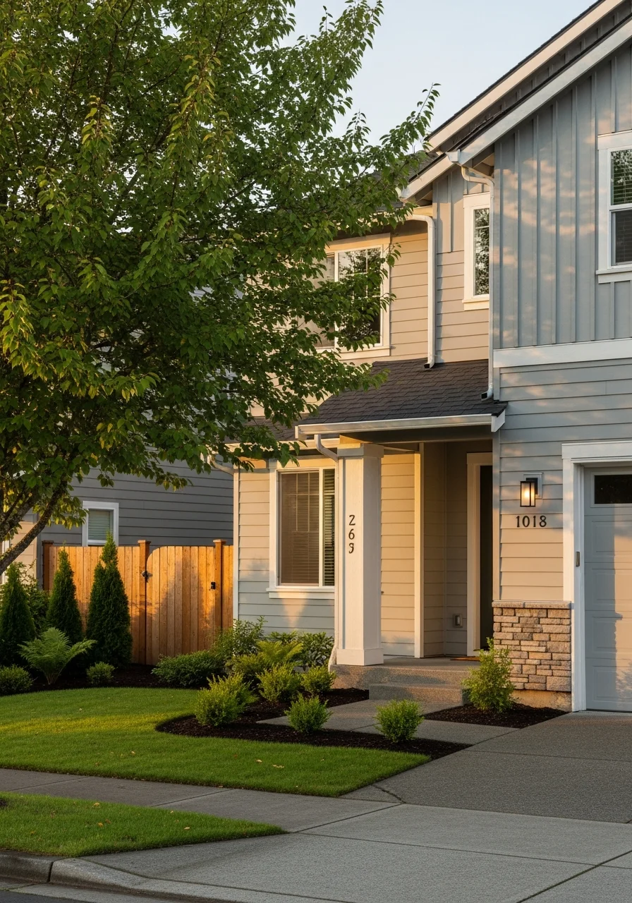 Well-maintained home in Lacey or Tumwater area with modern exterior finishes and clear property definition.